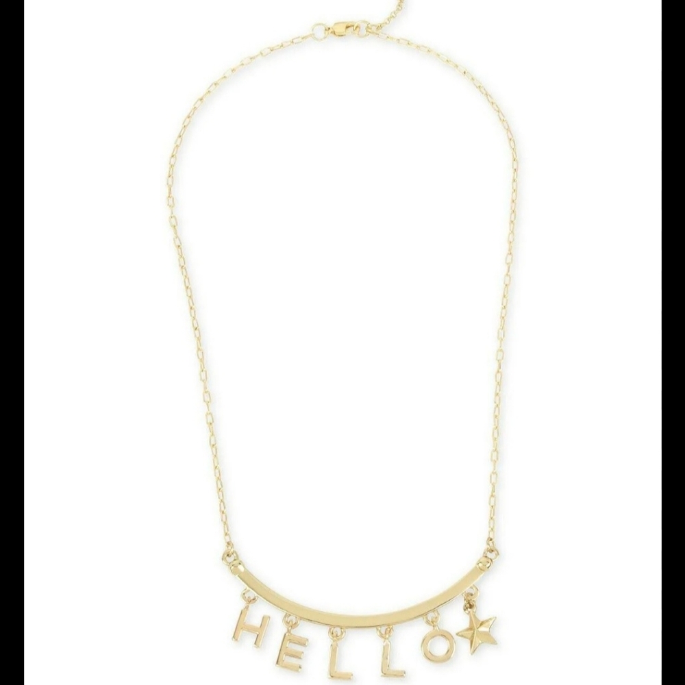 NWT BCBG 'HELLO' Star Dangle Pendant Gold-tone Collar Necklace 16-19"